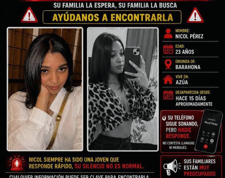 Familiares buscan a joven desaparecida hace 15 días entre Azua y Barahona