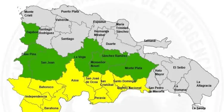 COE mantiene nueve provincias en alerta amarilla y siete en verde